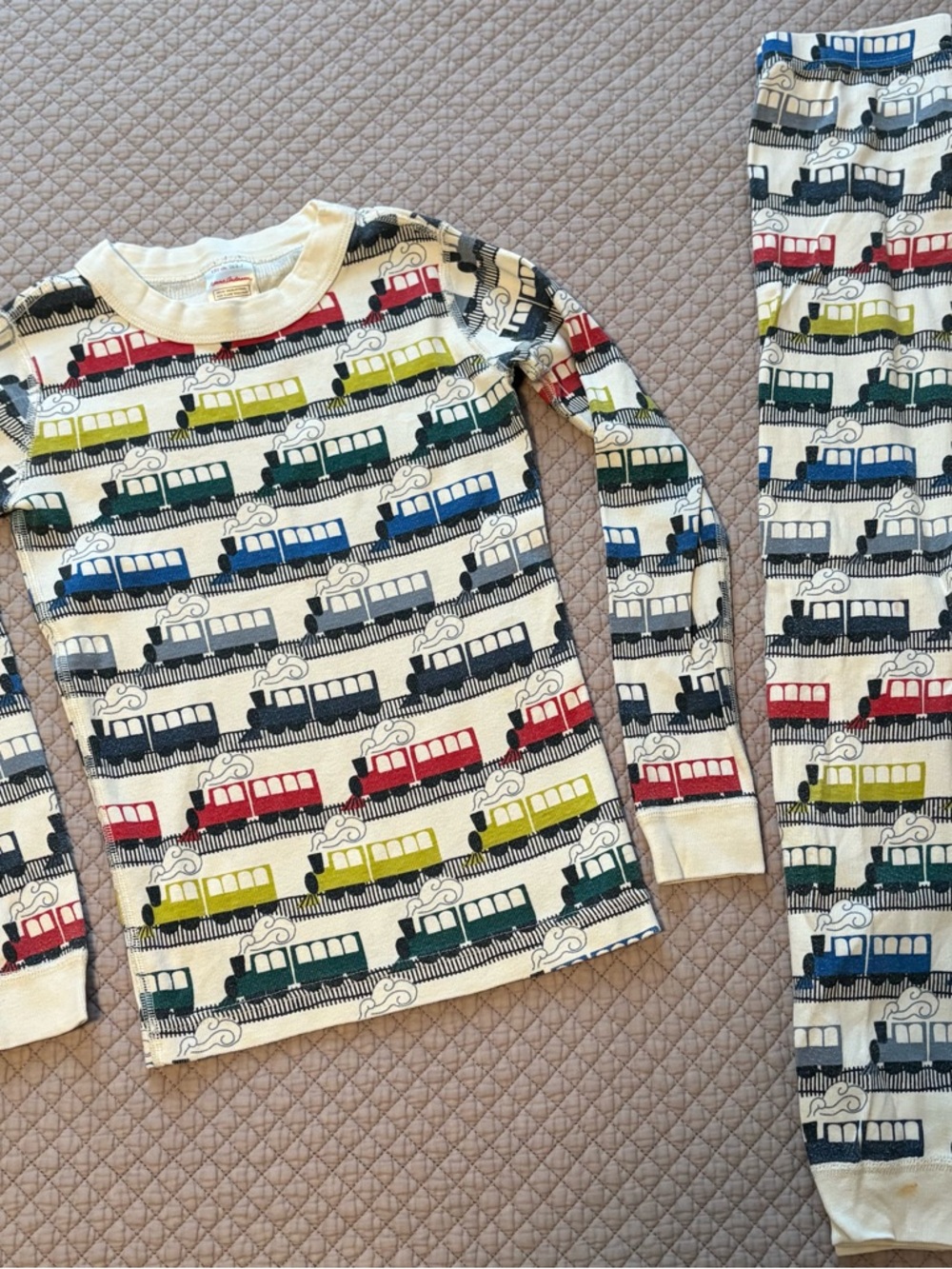 Hanna Andersson Train Print Long Johns Pajamas